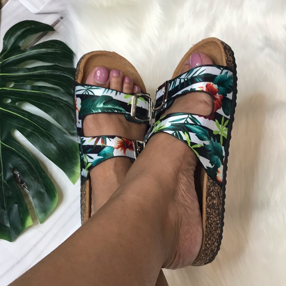 Floral Two Strap Sandals - Picture 6 of 6